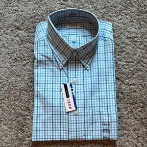 Izod Mens Regular Fit Long Sleeve Button Down White & Blue New With Tags